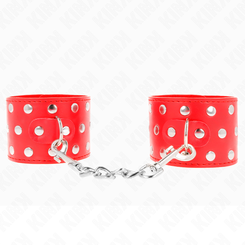 KINK – ALGEMAS DE PULSO COM FECHO DE PRESSÃO RECHEADAS DE REBITES VERMELHAS AJUSTÁVEIS 19-24 CM X 5,5 CM