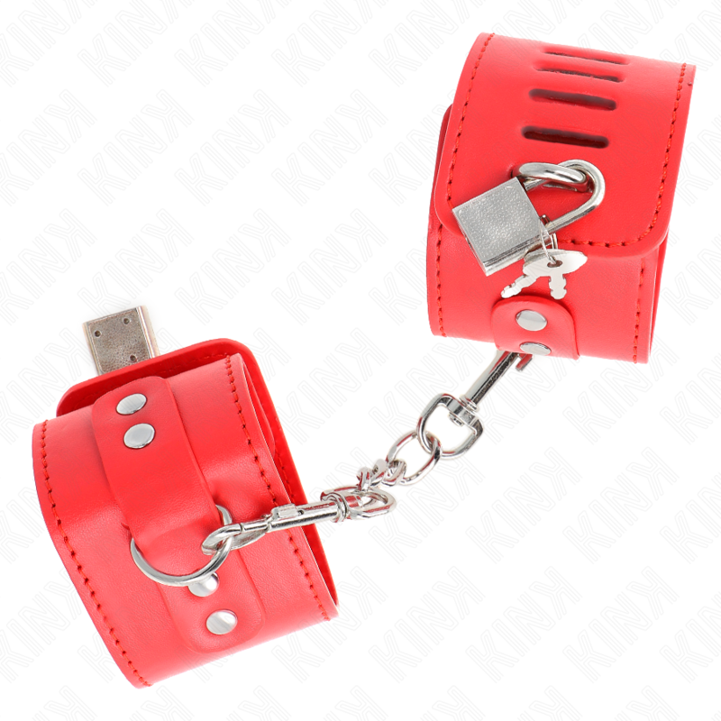 KINK - ALGEMAS DE PULSO COM FECHO DE CADEADO VERMELHAS AJUSTÁVEIS 16-23 CM X 5,5 CM - Image 3