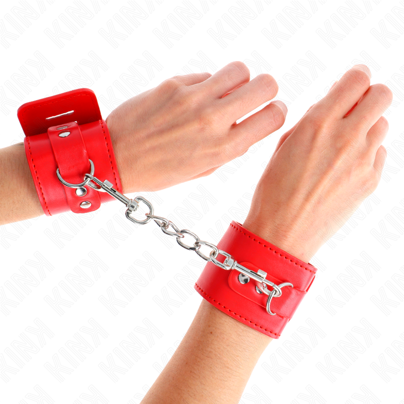 KINK – ALGEMAS DE PULSO COM FECHO DE CADEADO VERMELHAS AJUSTÁVEIS 16-23 CM X 5,5 CM