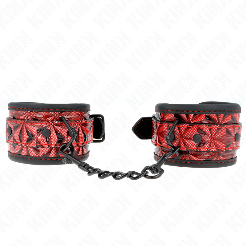 KINK – ALGEMAS DE PULSEIRA COM PADRÃO DE DIAMANTE VERMELHO ESCURO AJUSTÁVEIS 17-26 CM X 5,5 CM