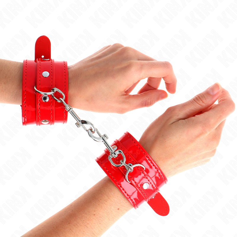 KINK – ALGEMAS DE MÃO BRILHANTES VERMELHAS AJUSTÁVEIS DE 23 A 33 CM