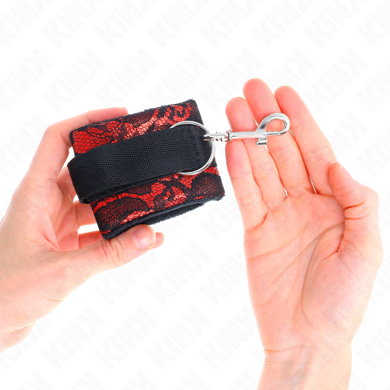 KINK - ALGEMAS CURTAS DE VELUDO COM RENDA E FITA DE NYLON VERMELHA/PRETA 23 X 6,5 CM - Image 4