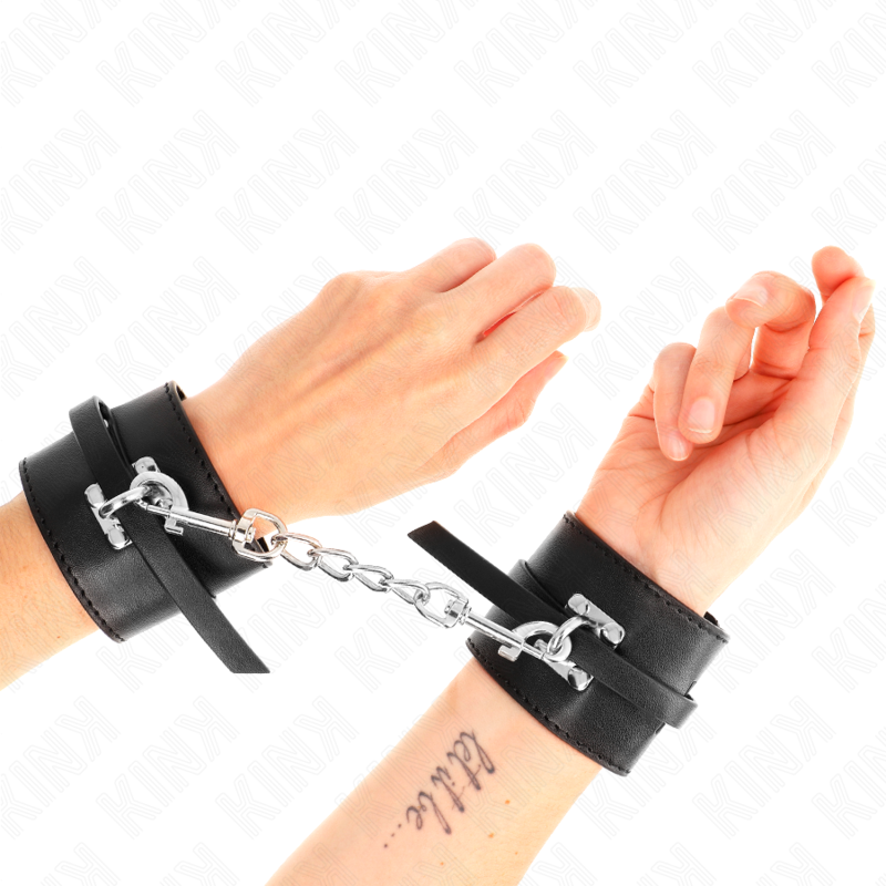 KINK – ALGEMAS DE PULSEIRA DELUXE COM TRAVA, PRETAS, AJUSTÁVEIS DE 14,5 A 21 CM X 6 CM