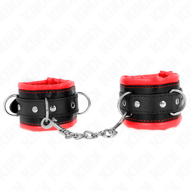 KINK – ALGEMA DE PULSO PESADA COM FORRO DE PELE VERMELHA, AJUSTÁVEL, 20-30 CM X 6 CM