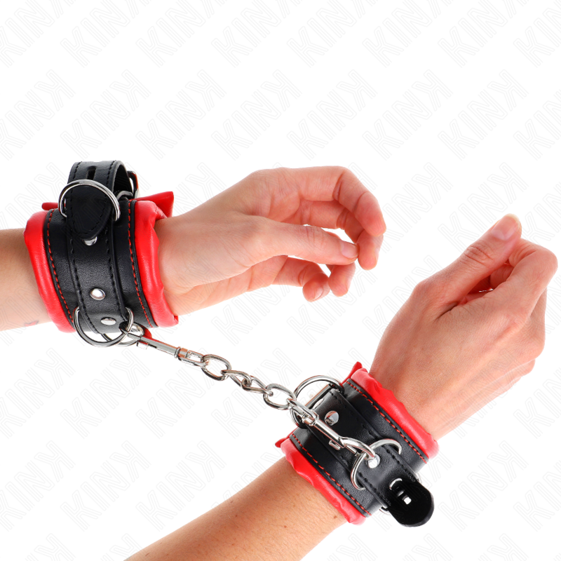 KINK – ALGEMA DE PULSO PESADA COM FORRO DE PELE VERMELHA, AJUSTÁVEL, 20-30 CM X 6 CM