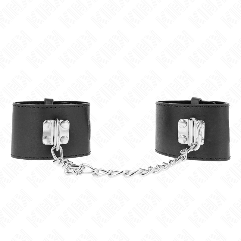 KINK – ALGEMAS DE PULSO FIXAS COM CORRENTE DE 30 CM E FECHO DE CADEADO, PRETAS, AJUSTÁVEIS DE 16 A 23 CM X 5,5 CM