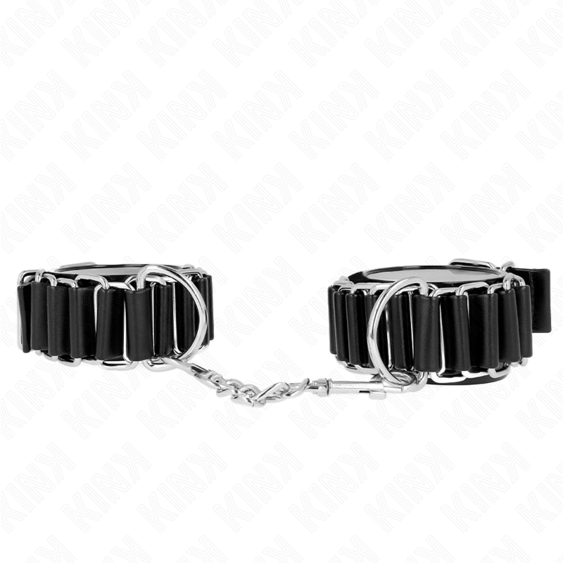 KINK – ALGEMAS DE PULSO FINAS COM DOBRADIÇA, PRETAS, AJUSTÁVEIS, 16-22 CM X 3,5 CM