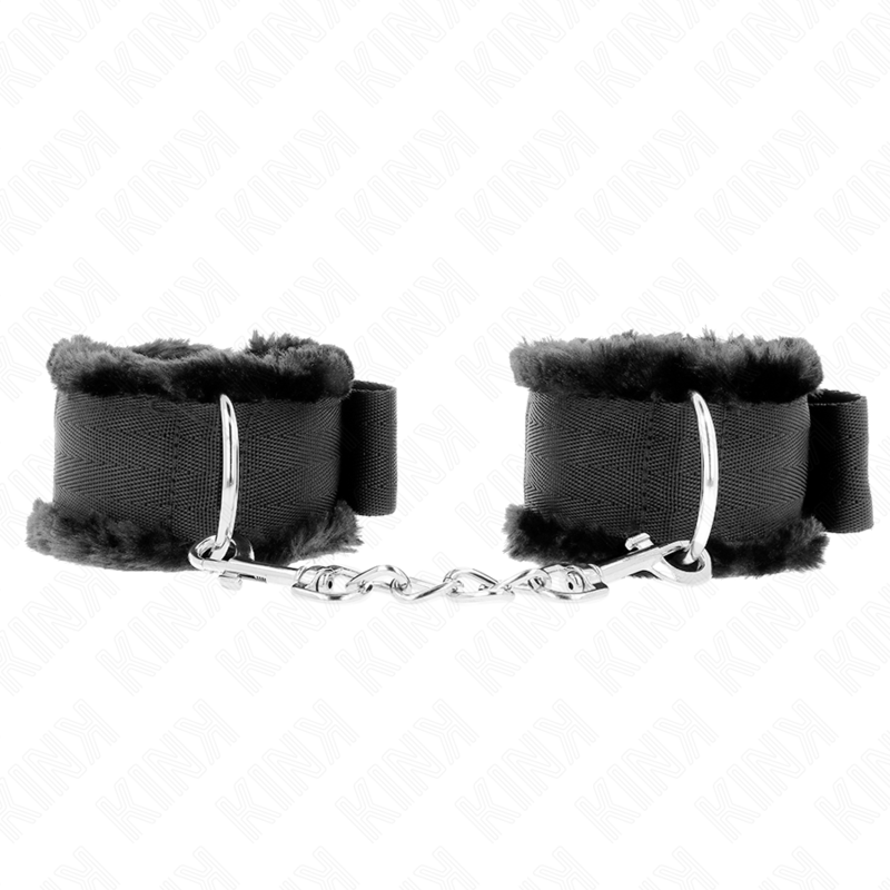 KINK – ALGEMA DE PULSO FORRADA COM PELUDO, PRETA, AJUSTÁVEL DE 17 A 31 CM X 7 CM