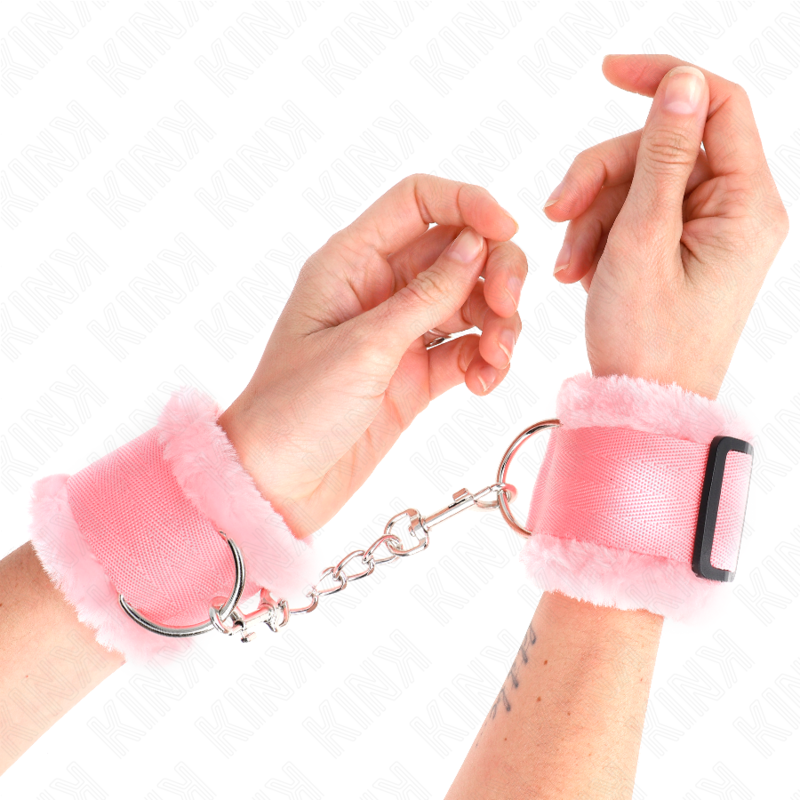 KINK – ALGEMA DE PULSO FORRADA COM PELUDO, ROSA, AJUSTÁVEL, 17-31 CM X 7 CM
