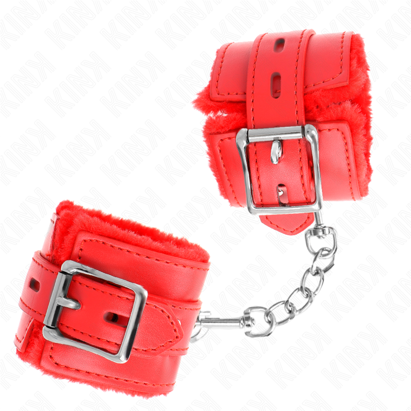 KINK - ALGEMA DE PULSO FORRADA COM PELE COM FUROS QUADRADOS VERMELHA E CINTO VERMELHO AJUSTÁVEL DE 17 A 29 CM X 6 CM - Image 3