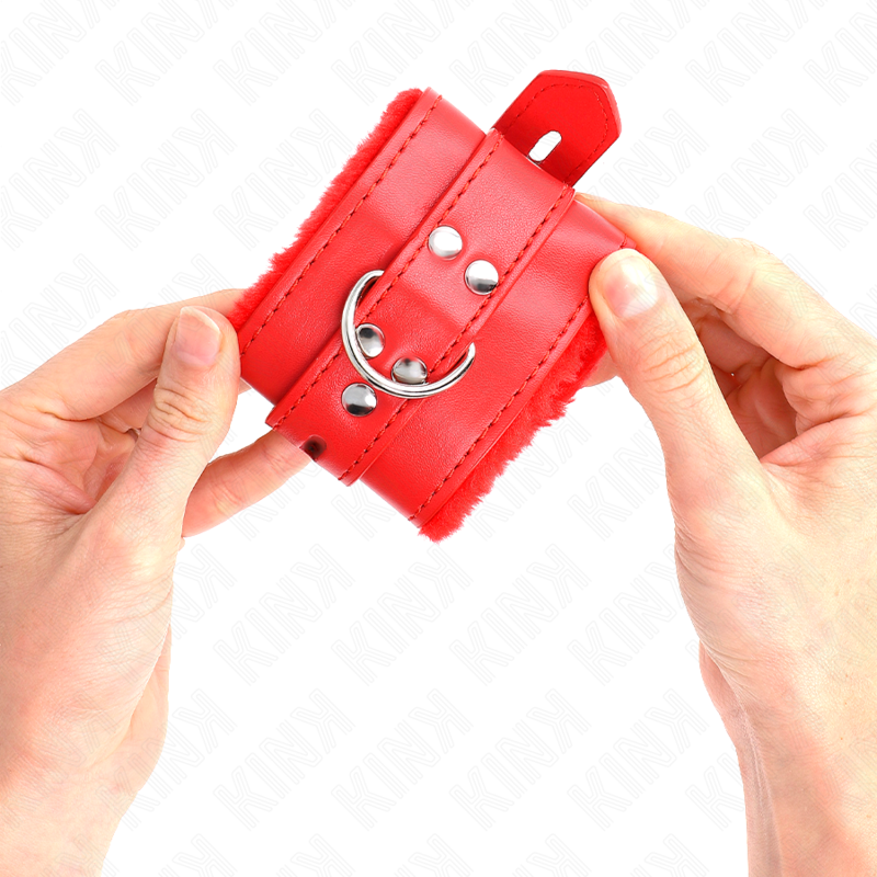 KINK - ALGEMA DE PULSO FORRADA COM PELE COM FUROS QUADRADOS VERMELHA E CINTO VERMELHO AJUSTÁVEL DE 17 A 29 CM X 6 CM - Image 4