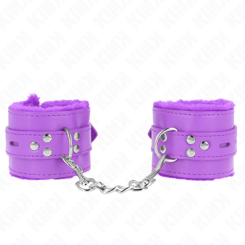 KINK – ALGEMA DE PULSO FORRADA COM PELE COM FUROS QUADRADOS, ROXA E CINTO ROXO AJUSTÁVEL DE 17 A 29 CM X 6 CM