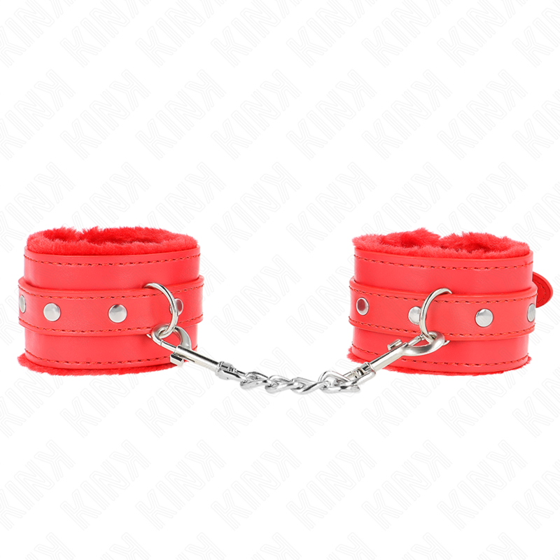 KINK – ALGEMA DE PULSO PREMIUM FORRADA COM PELE VERMELHA COM CINTO VERMELHO AJUSTÁVEL DE 17 A 29 CM X 6 CM