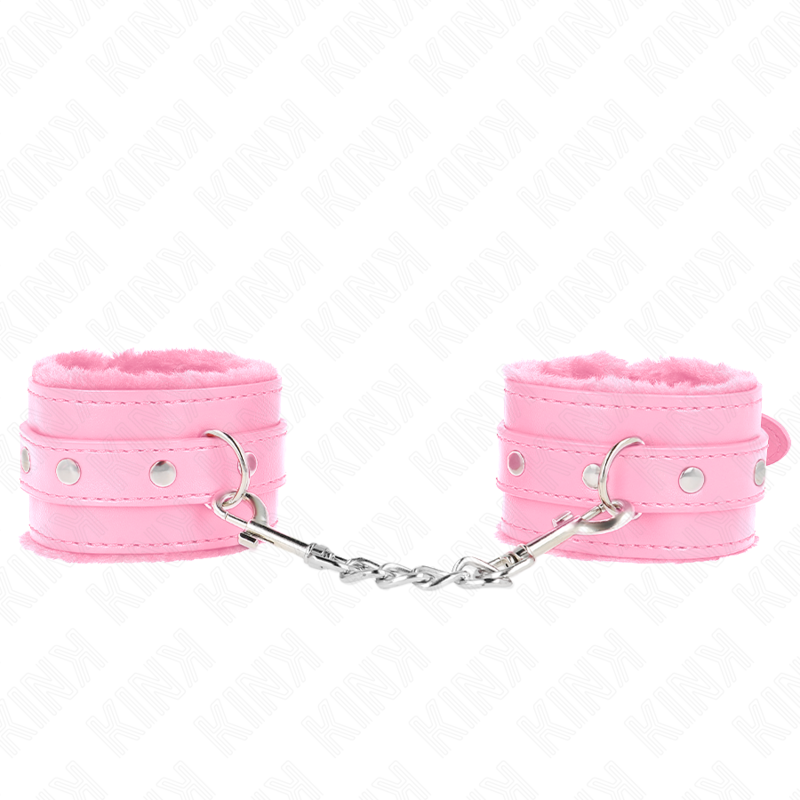 KINK – ALGEMA DE PULSO PREMIUM FORRADA COM PELE ROSA COM CINTO ROSA AJUSTÁVEL DE 17 A 29 CM X 6 CM
