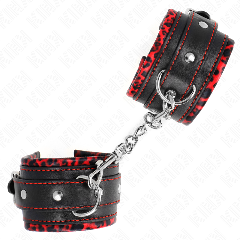 KINK - ALGUMA DE PULSO FORRADA COM PELE VERMELHA/PRETA AJUSTÁVEL 17-29 CM X 6 CM - Image 3