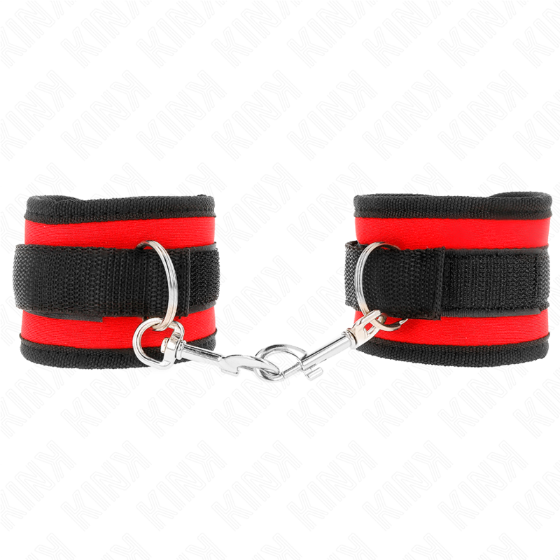 KINK – ALGEMA DE PULSEIRA COM FECHO DE VELCRO EM NYLON, VERMELHA E PRETA, MODELO 2, AJUSTÁVEL DE 18 A 35 CM X 6 CM