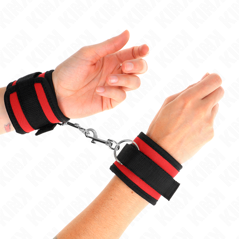 KINK – ALGEMA DE PULSEIRA COM FECHO DE VELCRO EM NYLON, VERMELHA E PRETA, MODELO 2, AJUSTÁVEL DE 18 A 35 CM X 6 CM