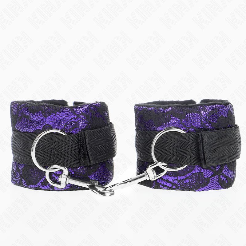 KINK – ALGEMAS CURTAS DE VELUDO COM RENDA E FITA DE NYLON ROXO/PRETO 23 X 6,5 CM
