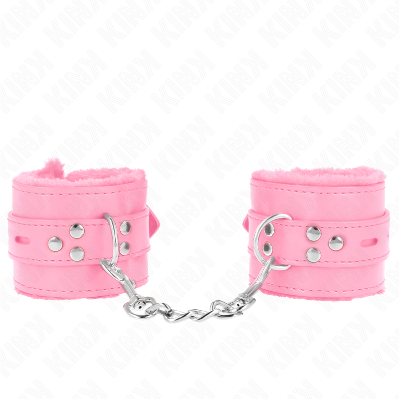 KINK - ALGEMA DE PULSO FORRADA COM PELE COM FUROS QUADRADOS ROSA E CINTO ROSA AJUSTÁVEL DE 17 A 29 CM X 6 CM - Image 2