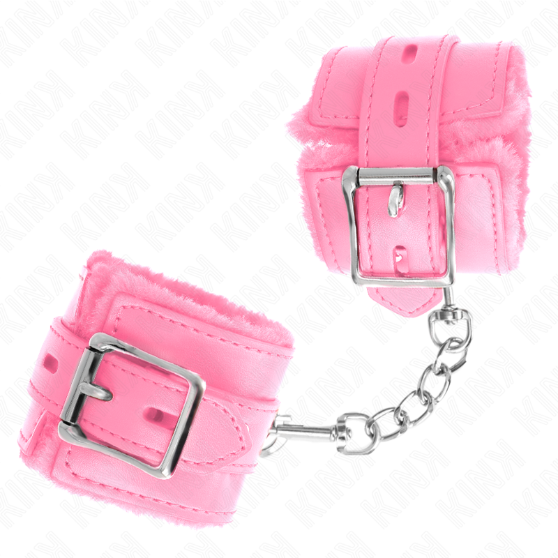 KINK - ALGEMA DE PULSO FORRADA COM PELE COM FUROS QUADRADOS ROSA E CINTO ROSA AJUSTÁVEL DE 17 A 29 CM X 6 CM - Image 3