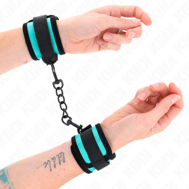 KINK – ALGEMA DE PULSEIRA COM FECHO DE VELCRO EM NYLON, PRETO E AZUL, AJUSTÁVEL DE 18 A 32 CM X 5 CM