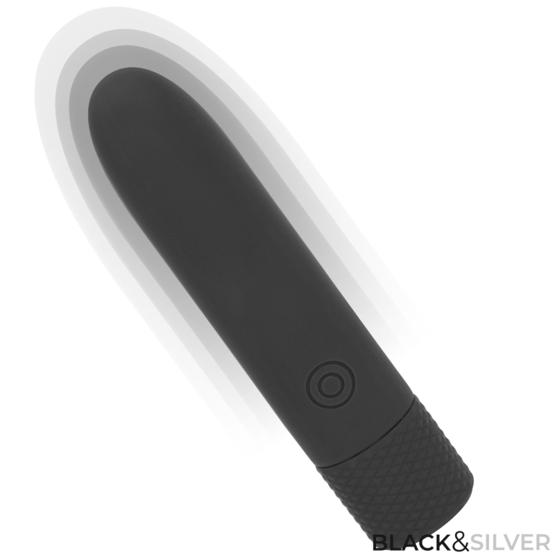 PRETO E PRATA – GERI VIBRATÓRIO BULLET RECARREGÁVEL VIA USB 8 VIBRAÇÕES PRETO 10 X 2,2 CM