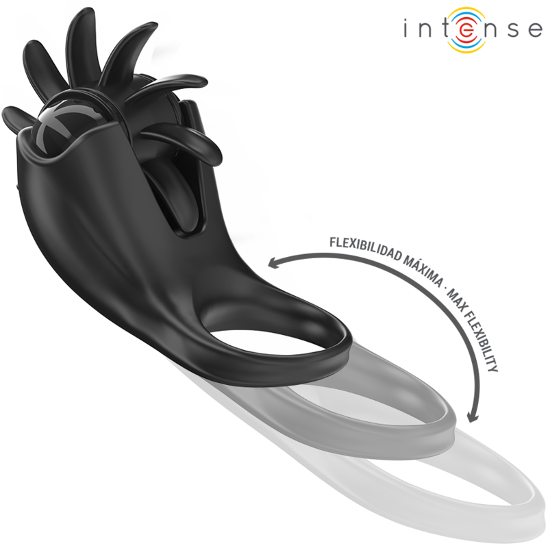 INTENSE - ANEL VIBRATÓRIO MABEL 10 VIBRAÇÕES COM ESTIMULADOR DE CLITÓRIS PRETO - Image 3