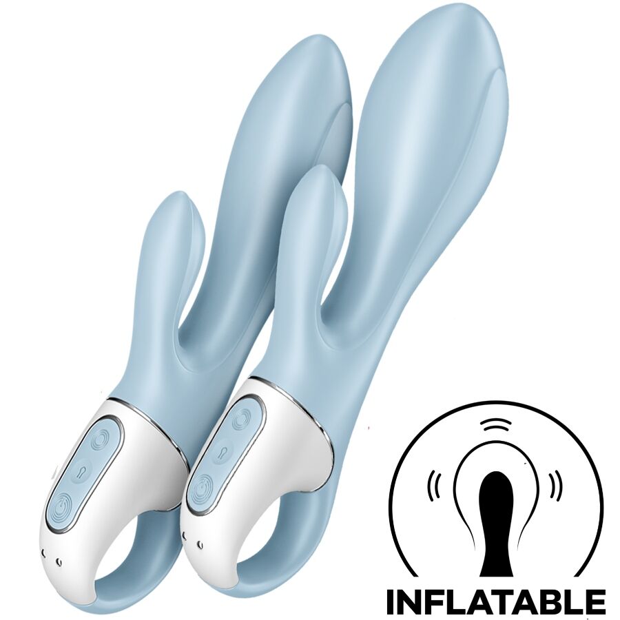 SATISFYER – BOMBA DE AR COELHO 1 VIBRADOR INFLÁVEL EM FORMATO DE COELHO AZUL