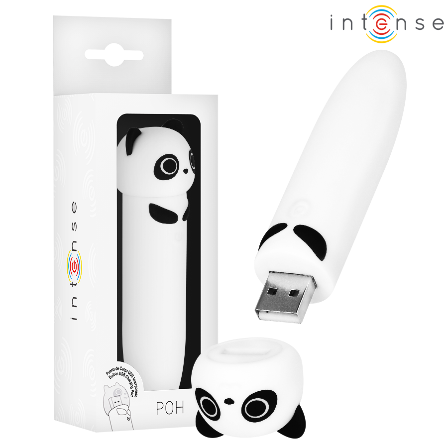 INTENSE – POH PANDA VIBRATÓRIO BULLET RECARREGÁVEL USB 10 X 2,2 CM