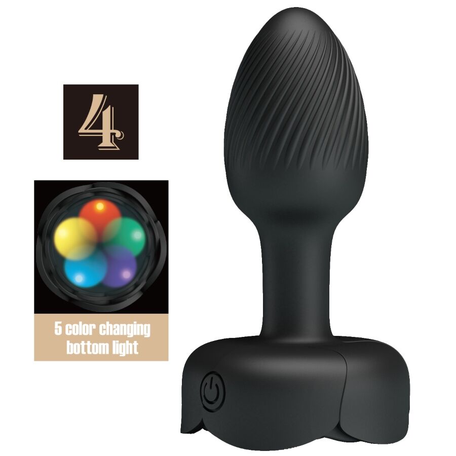PRETTY LOVE – PLUG ANAL OLMAN COM LUZ LED PRETO 8,8 CM