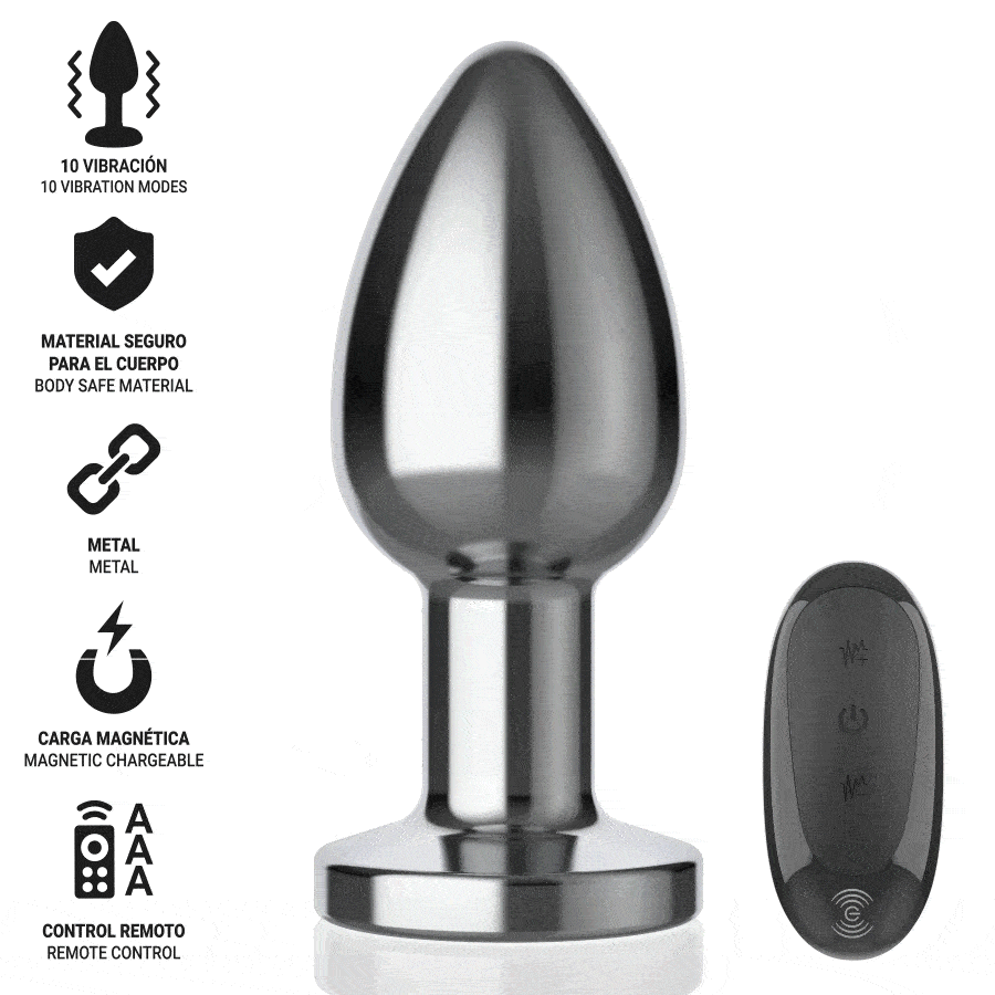 INTENSE – PLUG ANAL 10 VIBRAÇÕES DE METAL COM CONTROLE REMOTO L