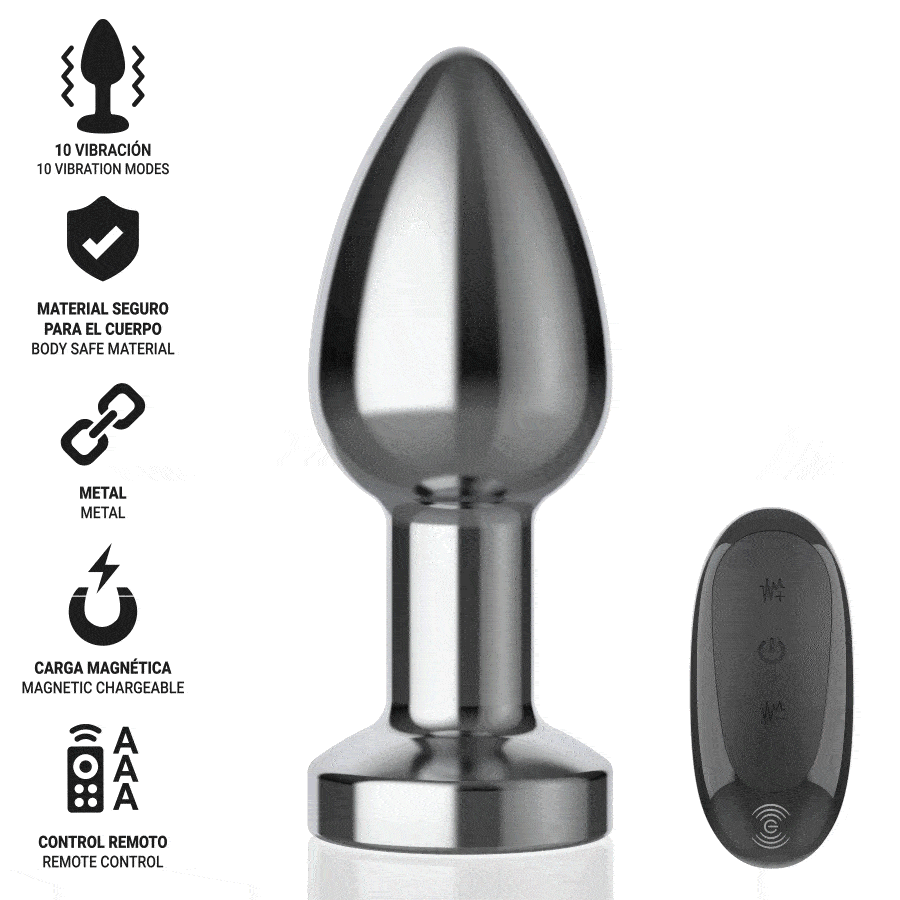 INTENSE – PLUG ANAL 10 VIBRAÇÕES DE METAL COM CONTROLE REMOTO M