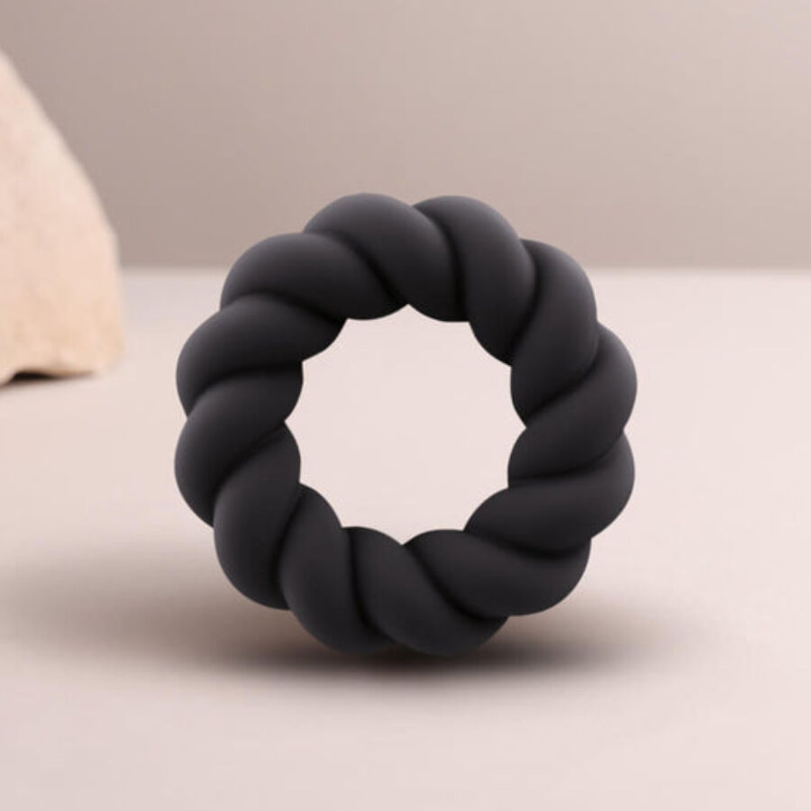 ROCKS-OFF – ANEL MASTURBADOR DE SILICONE PRETO COM TORÇÃO