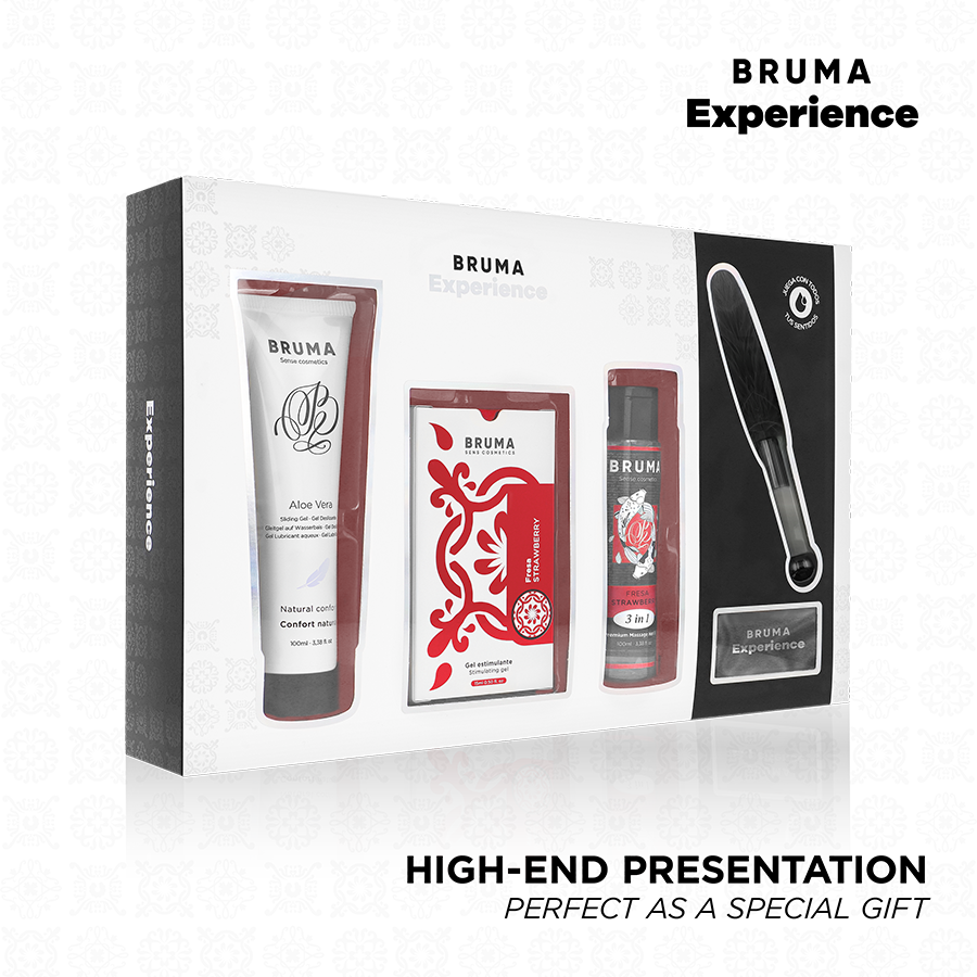 BRUMA XPERIENCE – KIT DE TENTAÇÃO DE MORANGO DOCE COM POTENCIALIZANTE DE ORGASMO