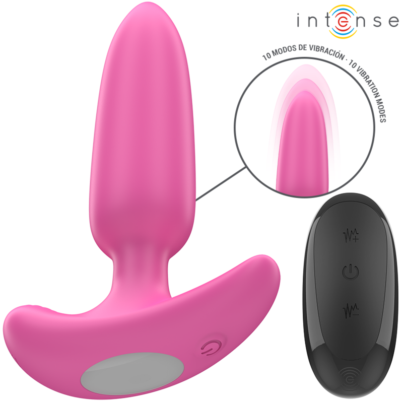 INTENSE – PLUG ANAL ROSS COM 10 VIBRAÇÕES E CONTROLE REMOTO ROSA