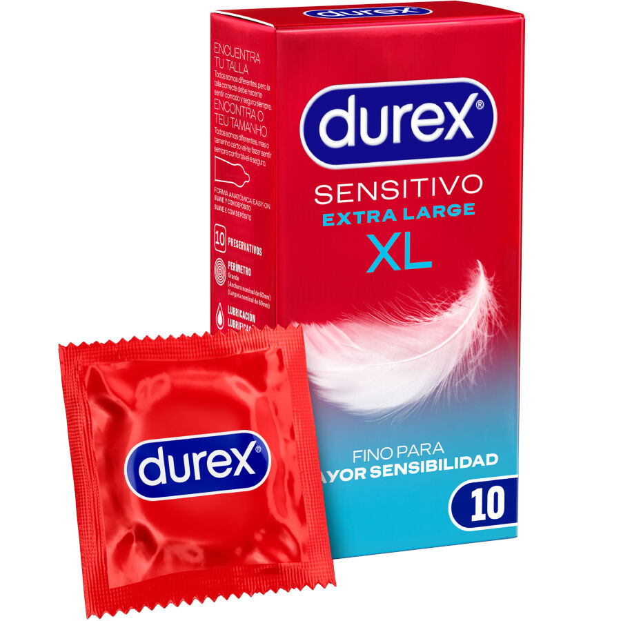 DUREX – CAMISINHAS SENSITIVE XL EXTRA GRANDES – 10 UNIDADES
