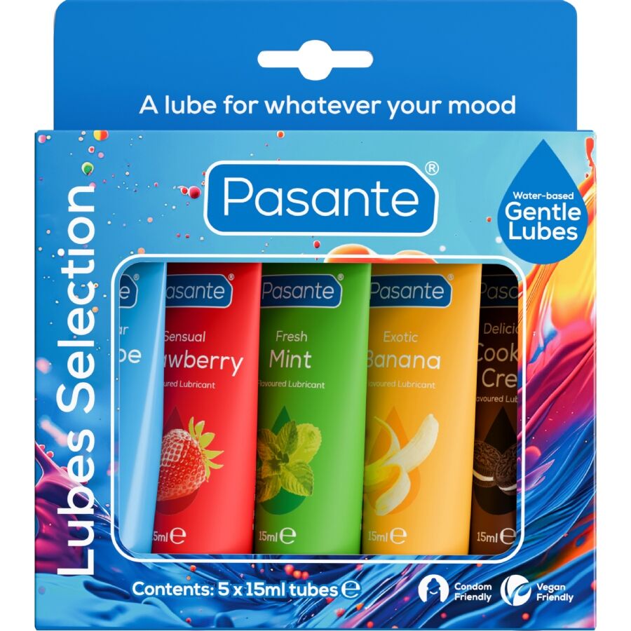 PASANTE – PACOTE COM LUBRIFICANTES DE SABORES VARIADOS – 5 UNIDADES X 15 ML