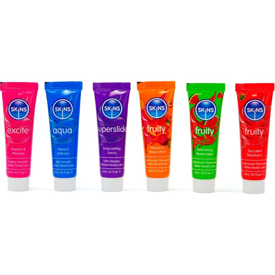 SKINS – KIT DE LUBRIFICANTES VITAL & FRUITY 6 x 12 ML