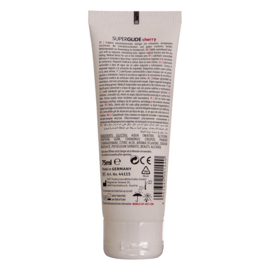 HOT - SUPERGLIDE LUBRIFICANTE COMESTÍVEL À BASE DE ÁGUA, SABOR CEREJA 75 ML - Image 2
