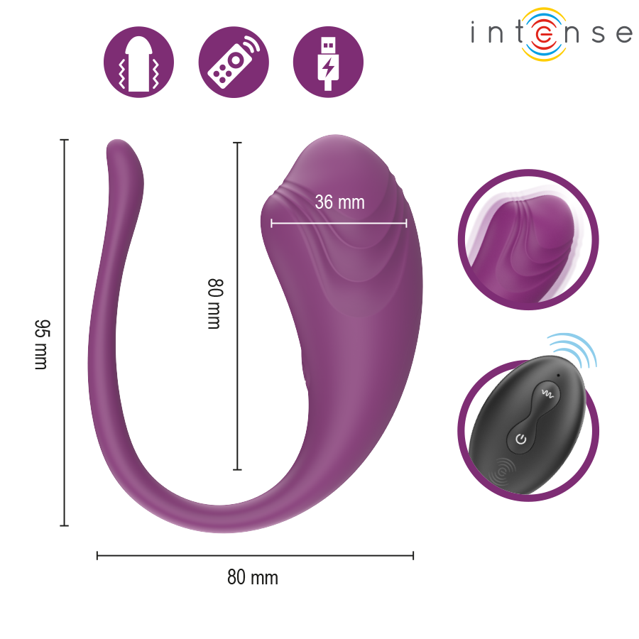 INTENSE - OVO VIBRATÓRIO ROXO OLIVIA COM CONTROLE REMOTO - Image 6