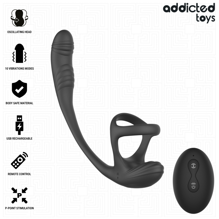 Brinquedos para viciados – Plug anal com vibração, oscilação 360º e estimulador de testículos