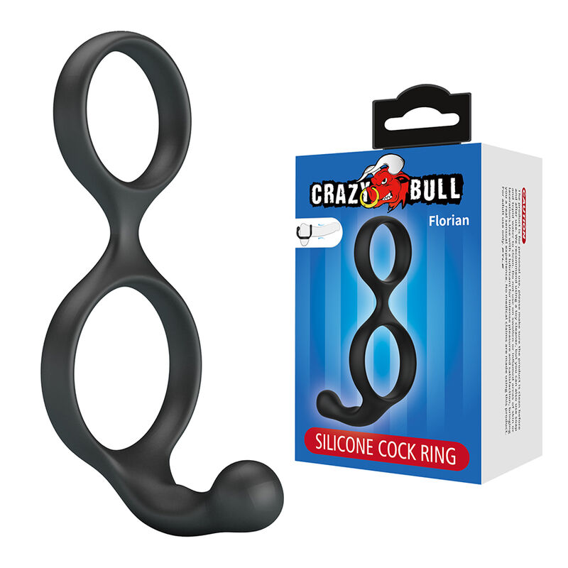 CRAZY BULL – ANEL DUPLO PARA PÊNIS E TESTÍCULOS FLORIAN PRETO