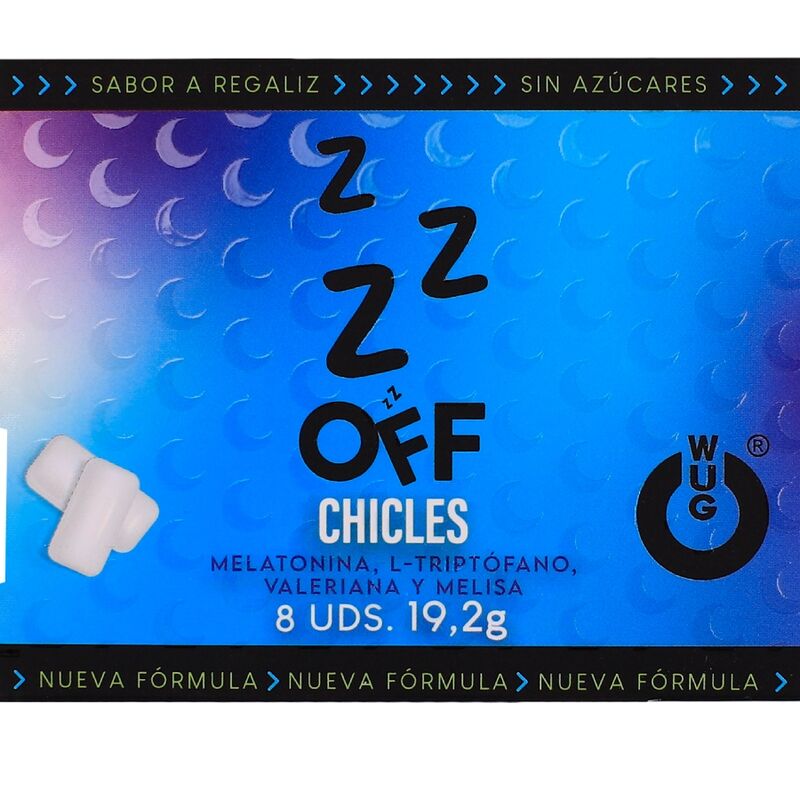 WUG Off – A goma de mascar funcional que ajuda você a relaxar e dormir melhor. Cartela com 8 pacotes.