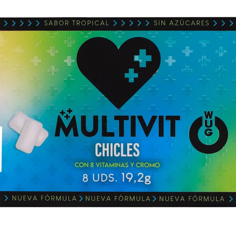 WUG Multivit – A goma de mascar funcional que fortalece suas defesas todos os dias. Cartela com 8 unidades.