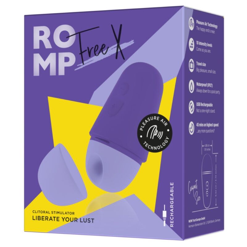 ROMP - FREE X Estimulador Clitoriano com Tampa, 10 Níveis, Recarregável, Roxo - Image 10