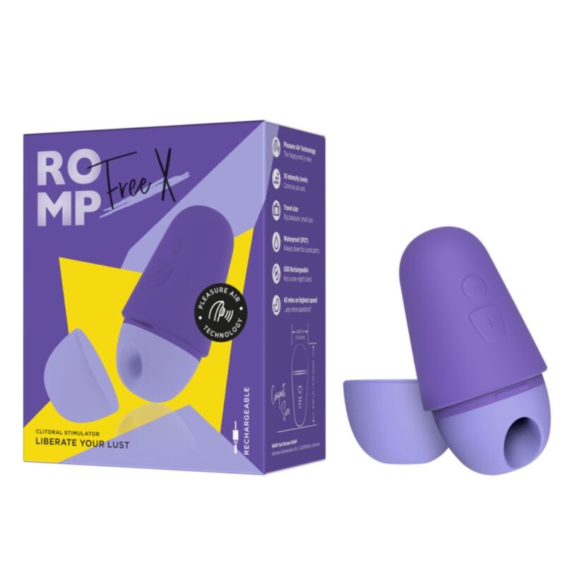 ROMP - FREE X Estimulador Clitoriano com Tampa, 10 Níveis, Recarregável, Roxo - Image 9