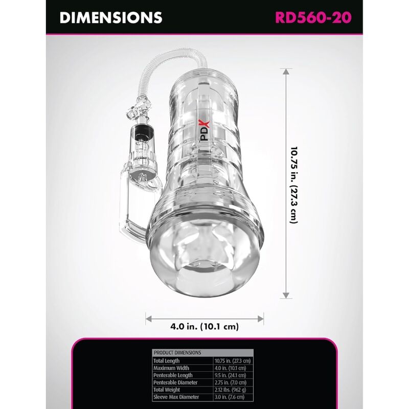 PDX ELITE - VIEWTUBE VAC XXL TRANSPARENTE STROKER COM BOMBA DE SUCÇÃO 27,3 CM - Image 6