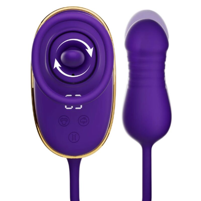 SHE.E.O – Aparelho de sucção clitoriana com efeito de lambida e estimulador anal roxo