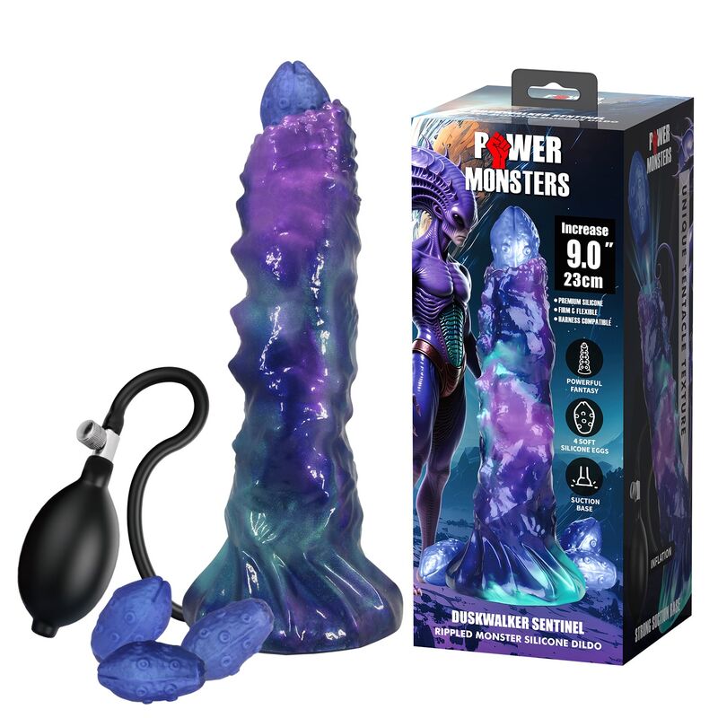 POWER MONSTERS - DUSKWALKER SENTINEL TRICOLOR DILDO DE SILICONE INFLÁVEL FANTASIA 23 CM Ø 5 CM - Image 8