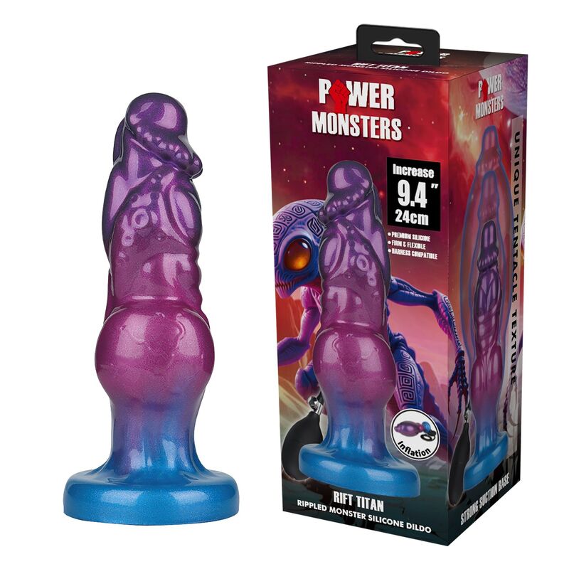 POWER MONSTERS - RIFT TITAN BICOLOR DILDO DE SILICONE INFLÁVEL FANTASIA 24 CM Ø 5 CM - Image 6